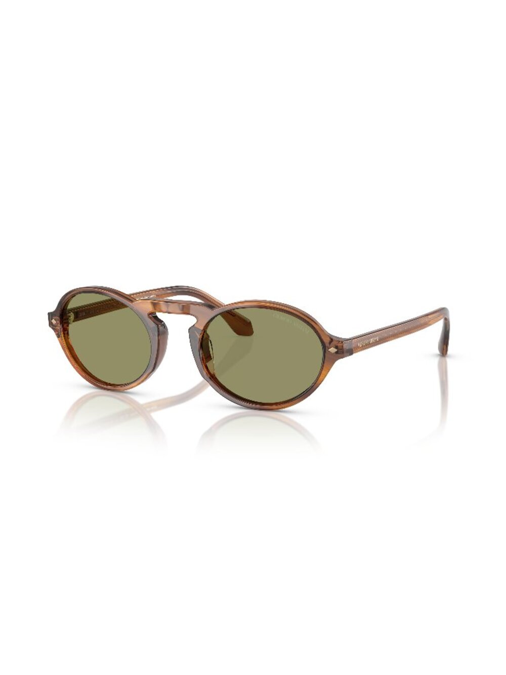 New Giorgio Armani Men's Sunglasses Brown Round Green Lens Acetate Frame AR8219U